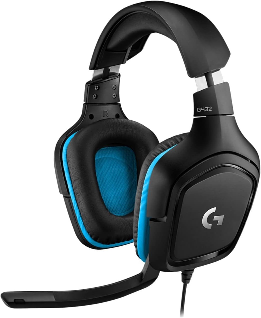 Logitech G432 Wired Gaming Headset with Flip-To-Mute Mic (Leatherette) Black/Blue