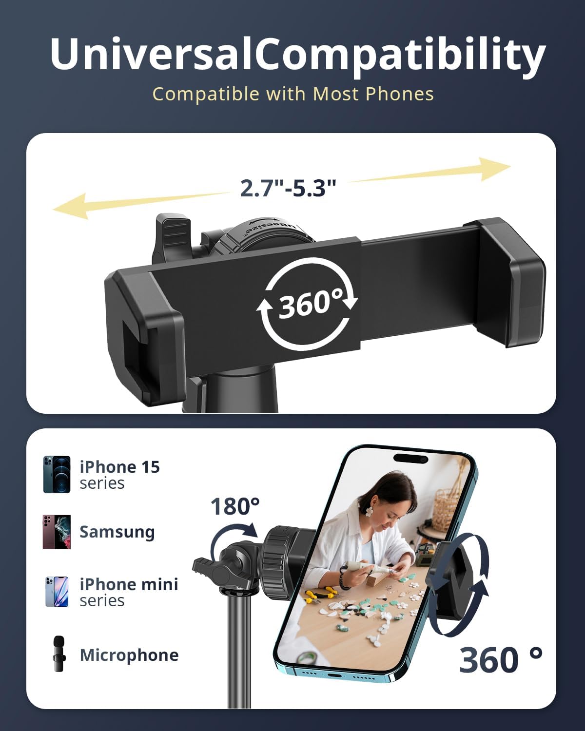 UBeesize 12'' Selfie Ring Light with 62’’ Tripod Stand for Video Recording+ Live Streaming