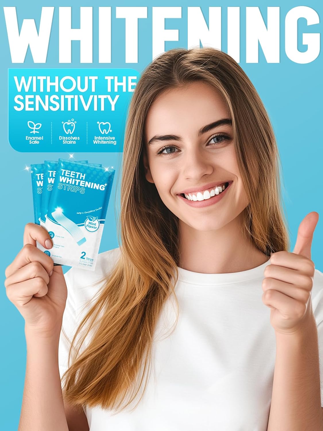 Oralfree Natural Teeth Whitening Strips - Enamel Safe Teeth Whitening Kit with Hydrogen Peroxide for teeth Stains (28 Mint Strips)