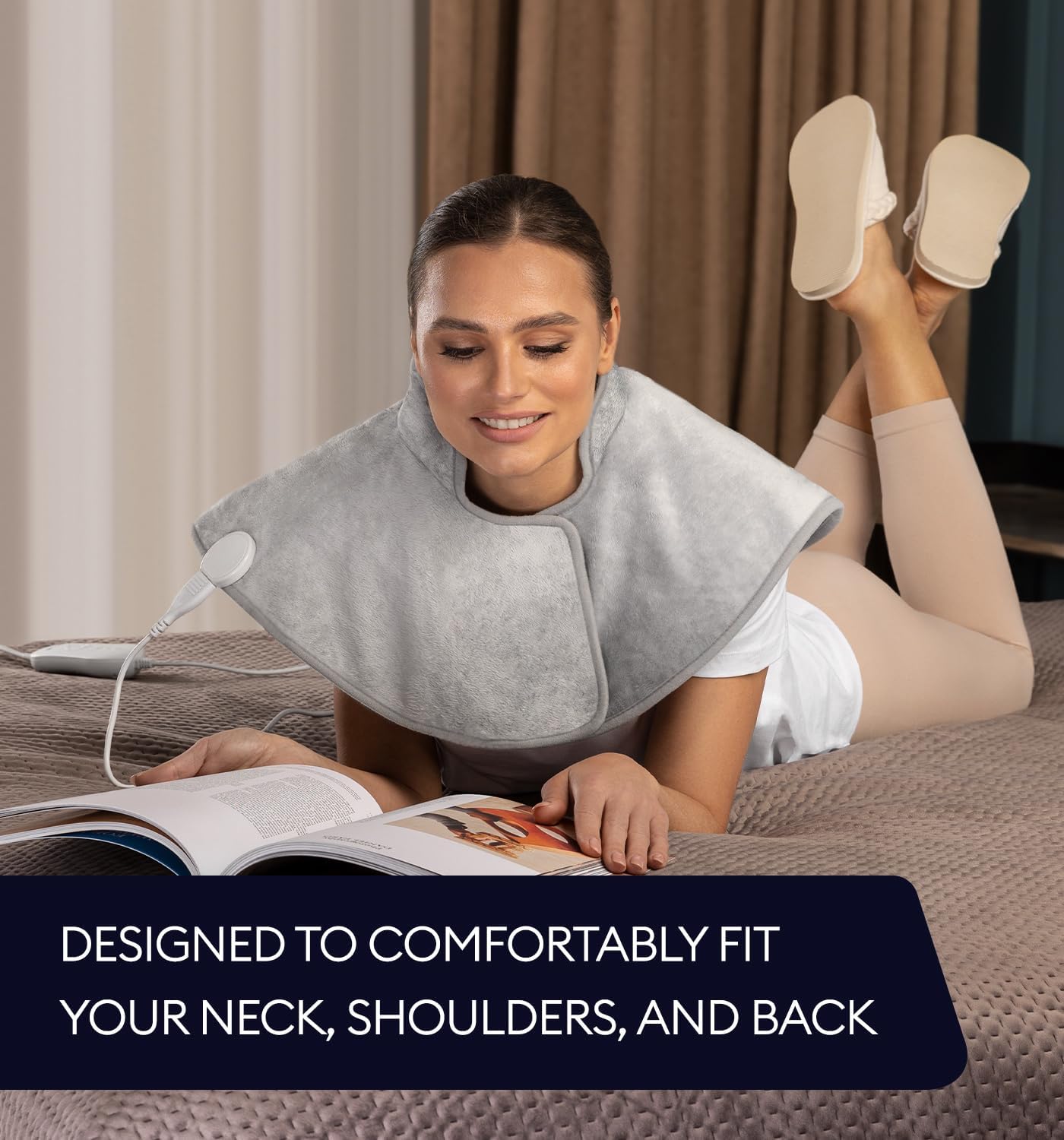 Heating Pad for Neck and Shoulders, Shoulder Heating Wrap with 4 Auto Shut-Off + 6 Heat Settings for Pain Relief