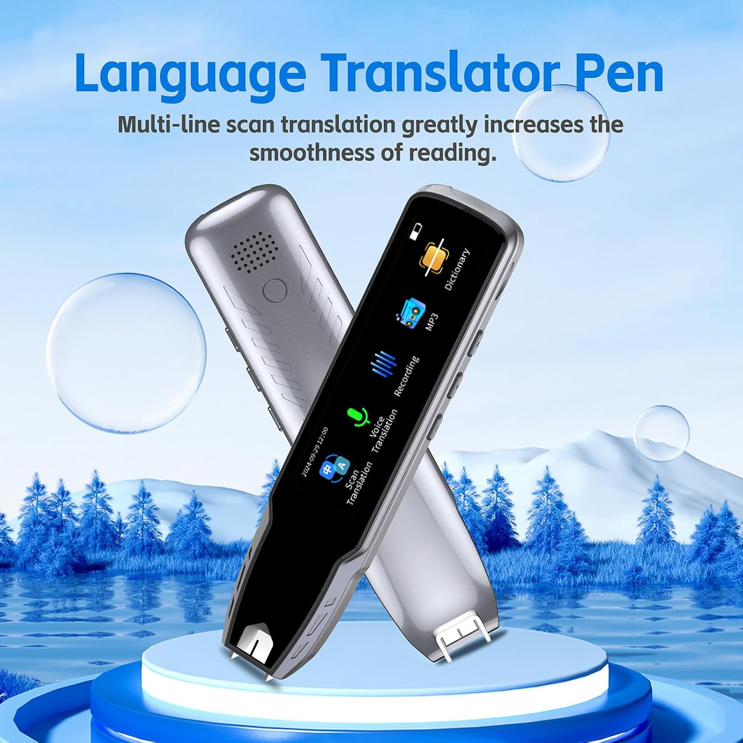 Translator Pen & Scan Reader Pen - with 112 Languages (Silver and Black)