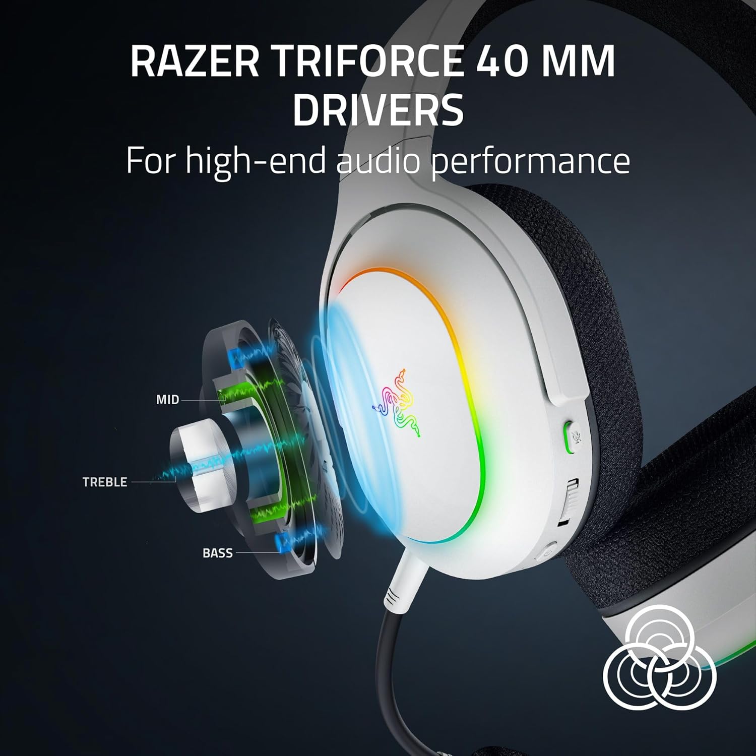 Razor Barracuda X Chroma Wireless Gaming Headset: 2.4Ghz Wireless & Bluetooth - Lightweight  (White)
