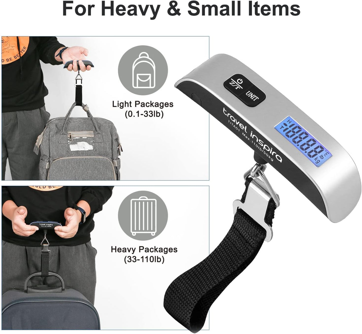 Digital Luggage Scale - Portable Digital Hanging Baggage Scale for Travel & Suitcase Weight