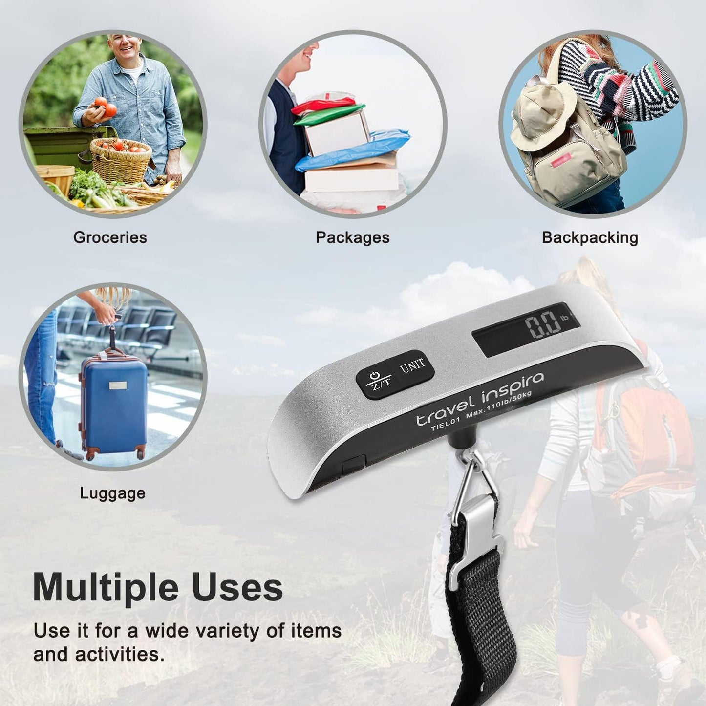 Digital Luggage Scale - Portable Digital Hanging Baggage Scale for Travel & Suitcase Weight
