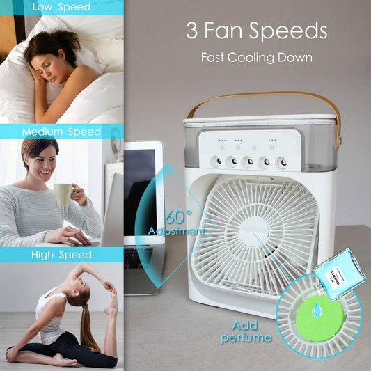 Portable Air Conditioner Fan- with 7 Colors LED Light( best for indoors and outdoors)
