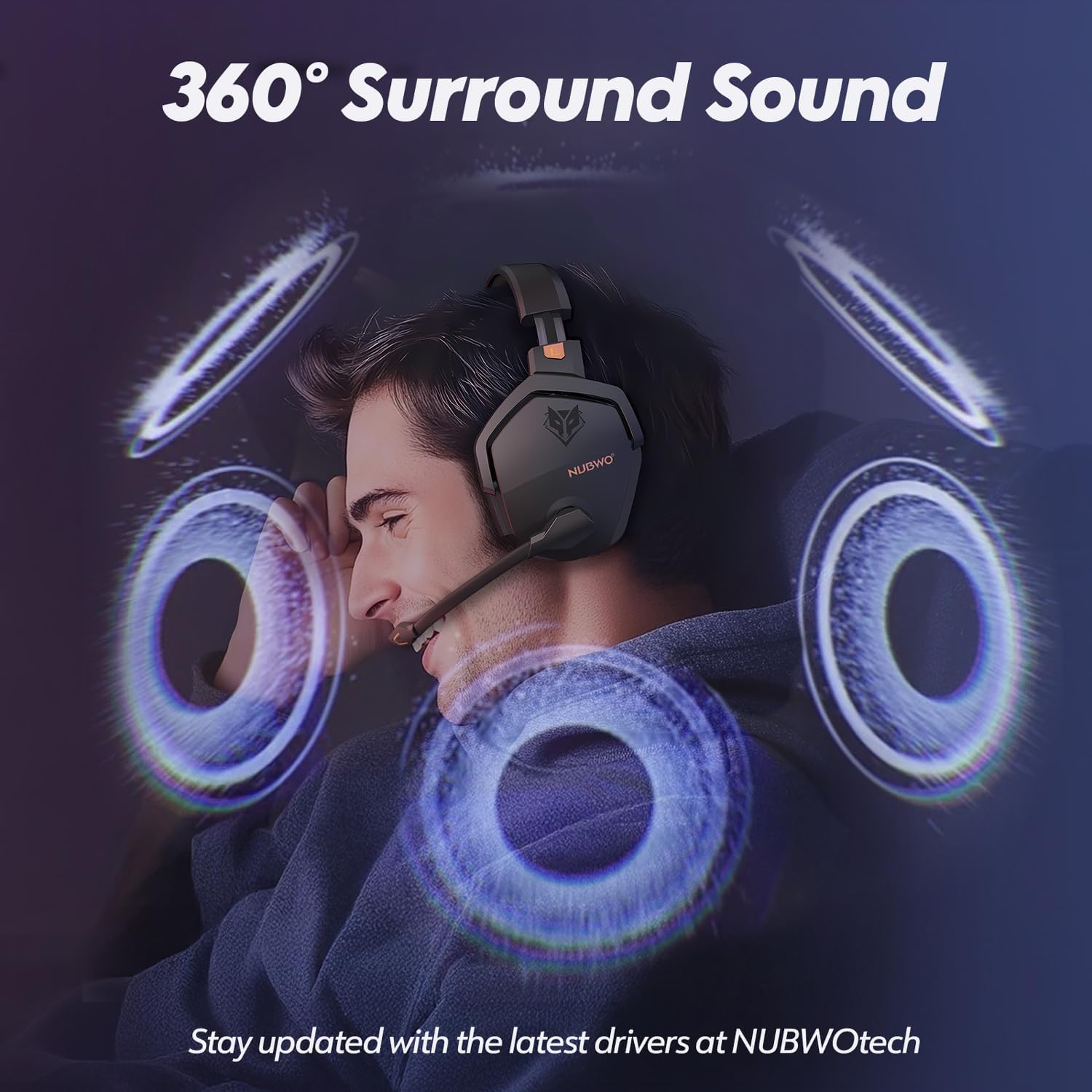 NUBWO G06 Dual Wireless Gaming Headset with Microphone for PS5, PS4 &  PC(Black-Orange)