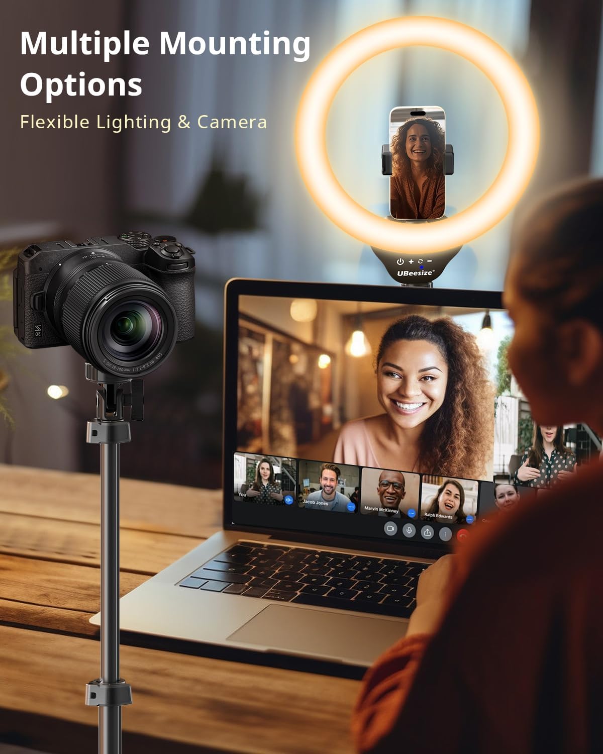 UBeesize 12'' Selfie Ring Light with 62’’ Tripod Stand for Video Recording+ Live Streaming
