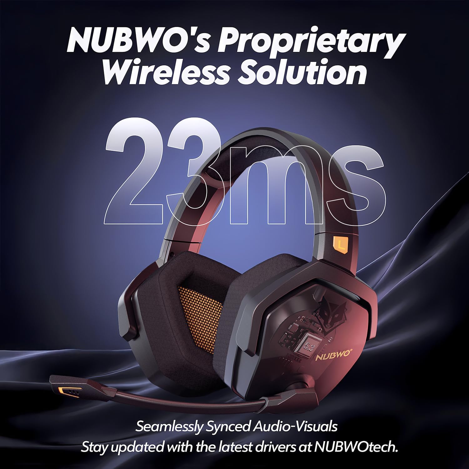 NUBWO G06 Dual Wireless Gaming Headset with Microphone for PS5, PS4 &  PC(Black-Orange)