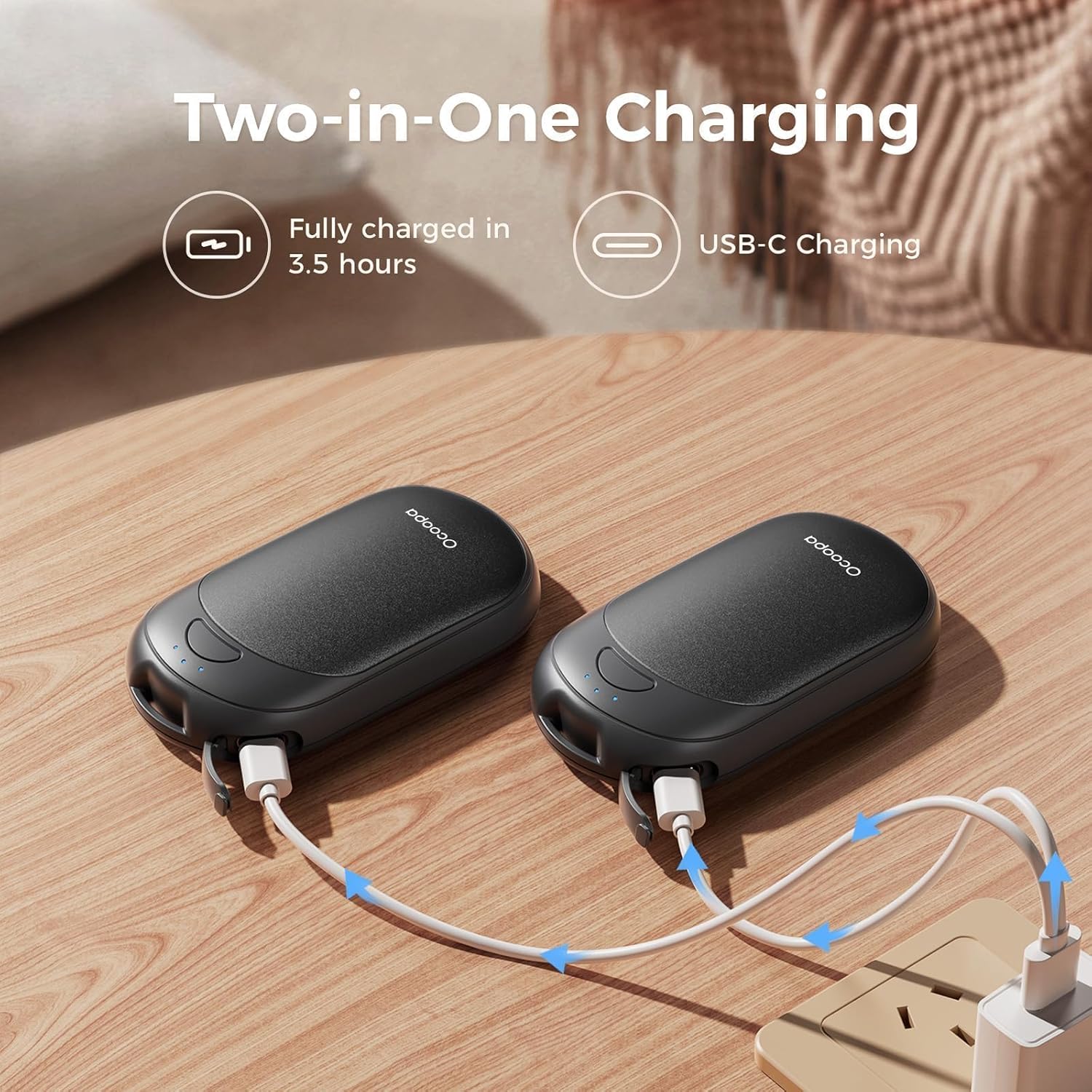 Magnetic Hand Warmers for Winter - Rechargeable 2 Pack