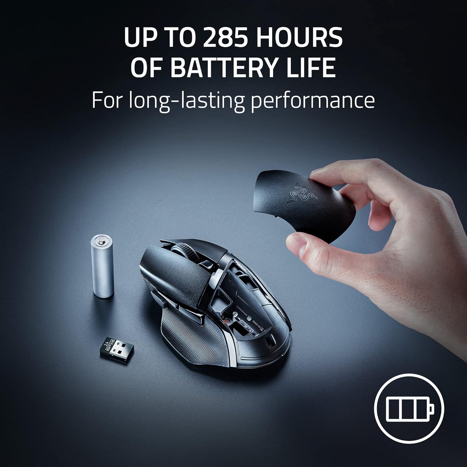 Razor Basilisk V3 X Hyperspeed Customizable Wireless Gaming Mouse- Classic Black