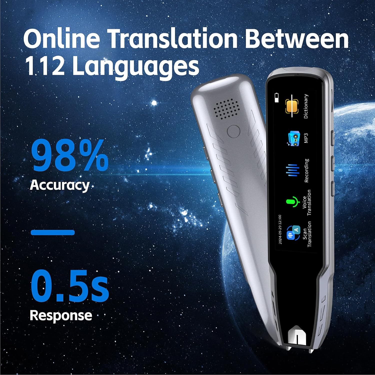 Translator Pen & Scan Reader Pen - with 112 Languages (Silver and Black)