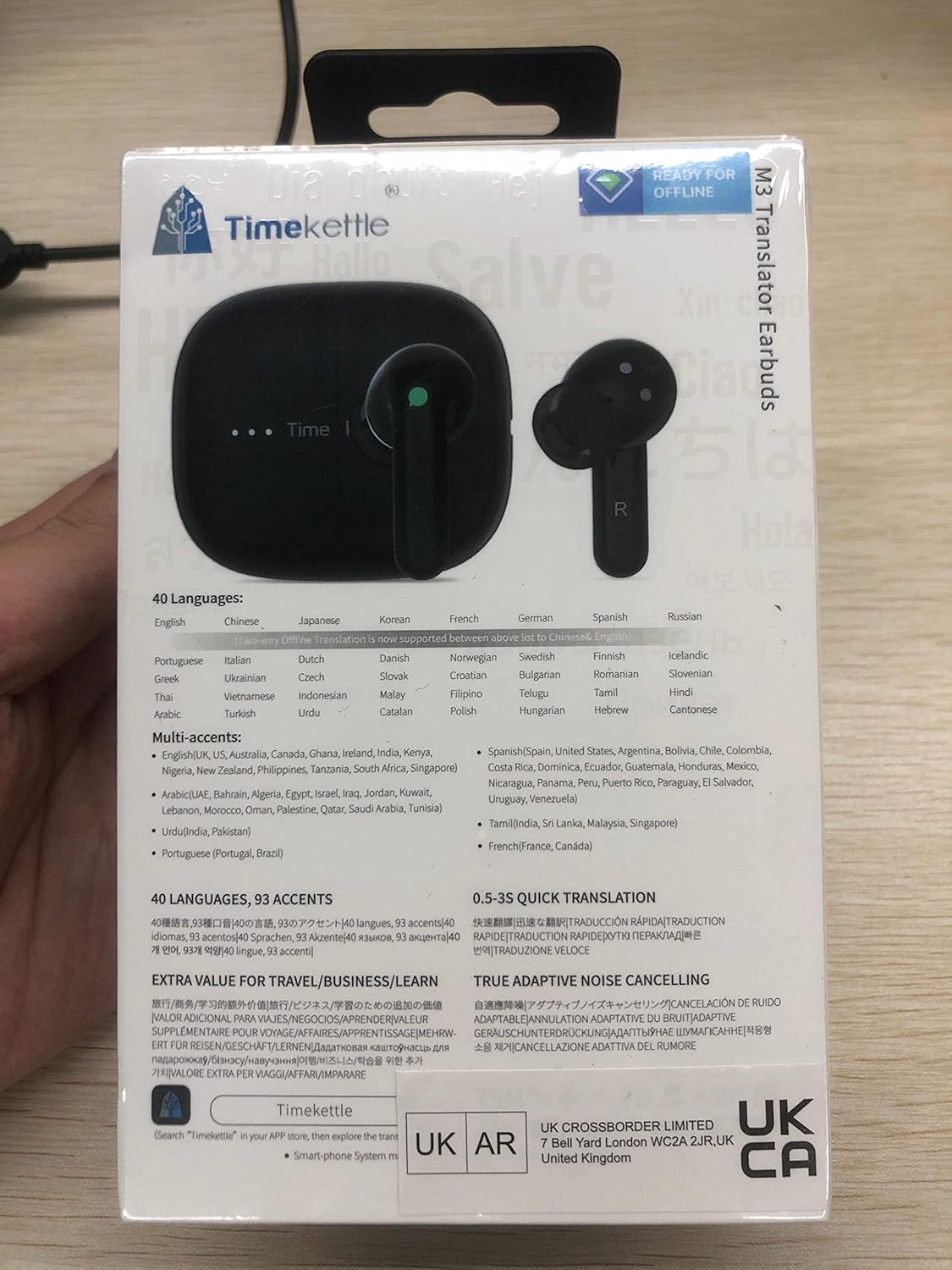 Timekettle M3 Language Translator Earbuds- Two-Way Translator Device with APP for 40 Languages