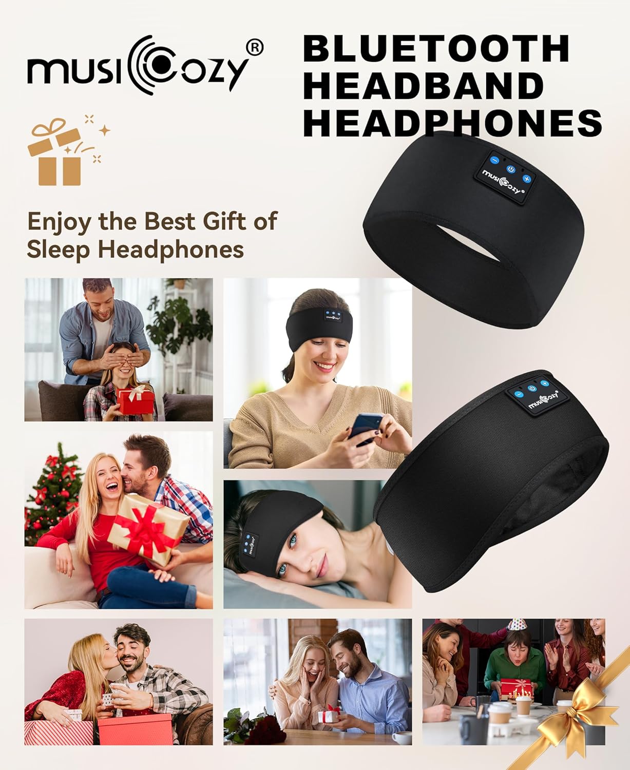 Bluetooth Sleep Headphones  - Sweat Resistant Sleeping Earbuds with Ultra-Thin HD Stereo Speaker