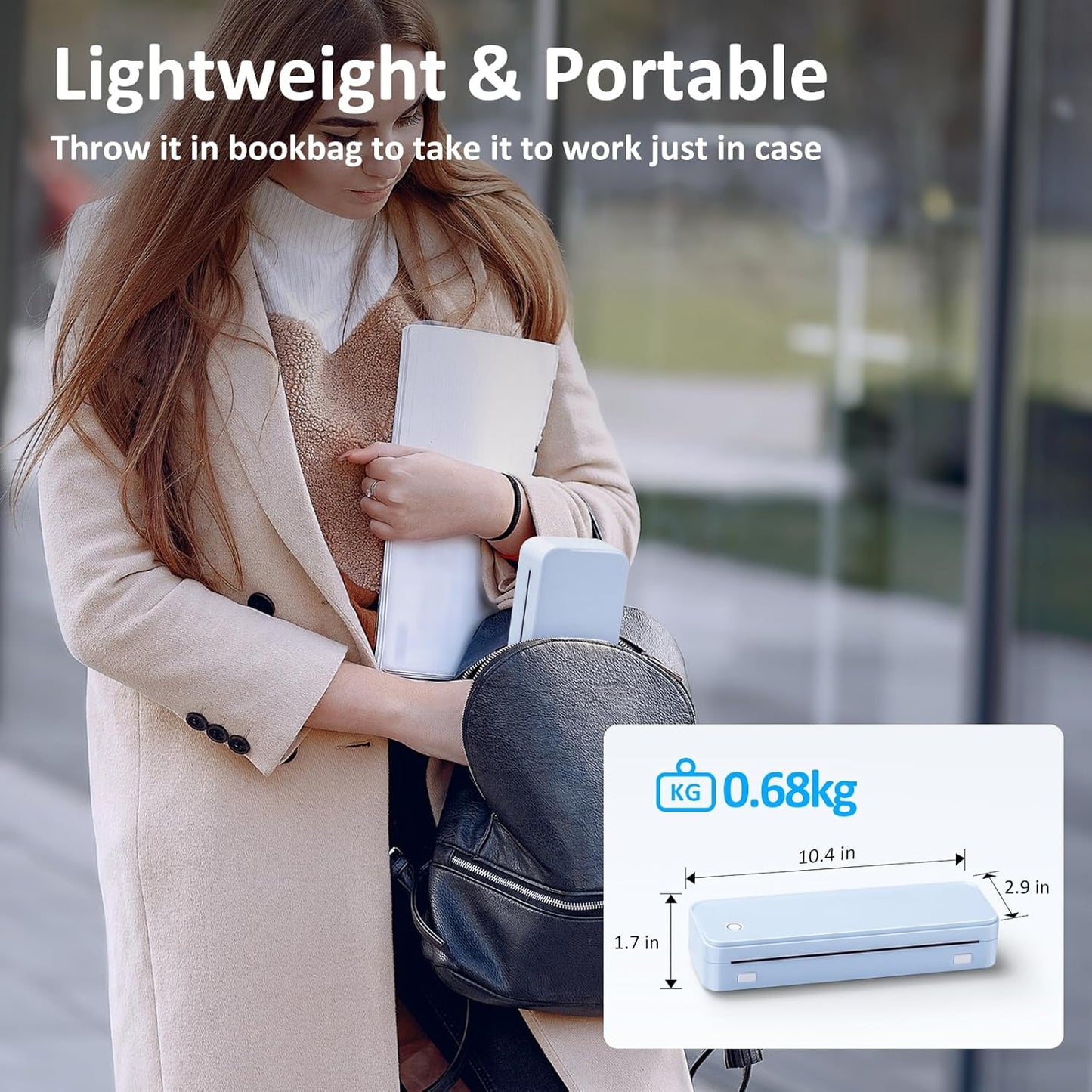 Inkless Portable Printer for Travel with Bluetooth Connection - Includes Carry Case and 3 Rolls of Thermal Paper Kit