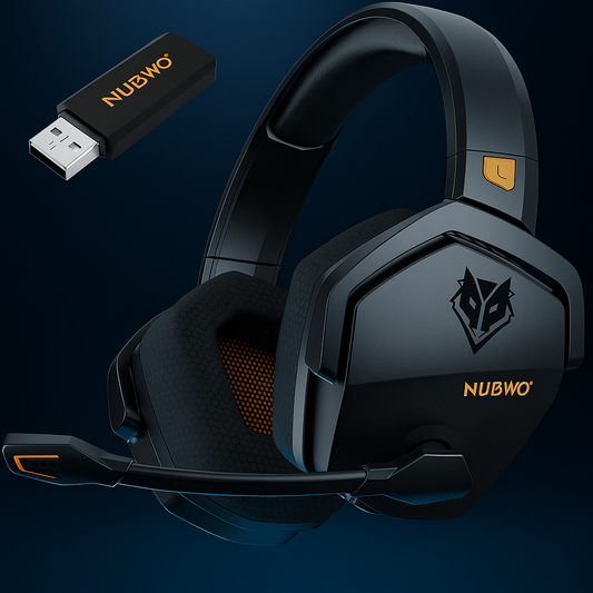 NUBWO G06 Dual Wireless Gaming Headset with Microphone for PS5, PS4 &  PC(Black-Orange)