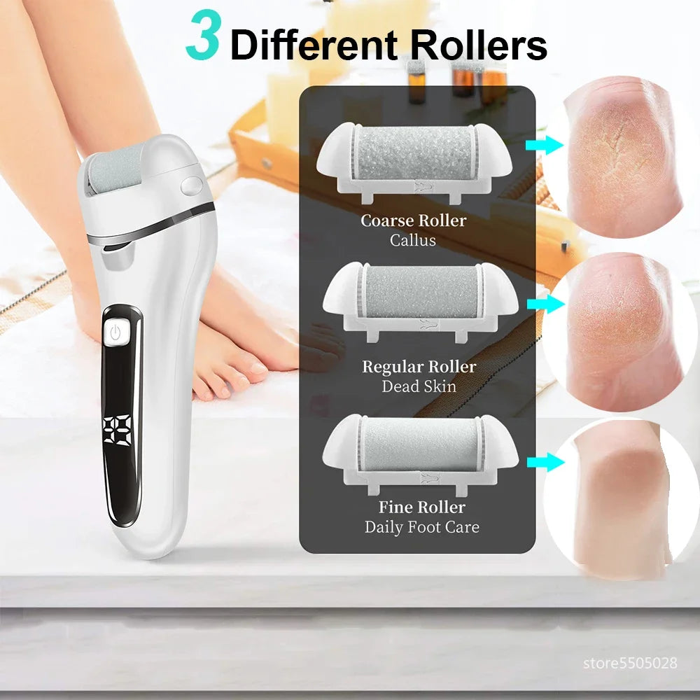 Electric Feet Callus Remover Professional Foot File Grinder Machine with 3 Heads + tools