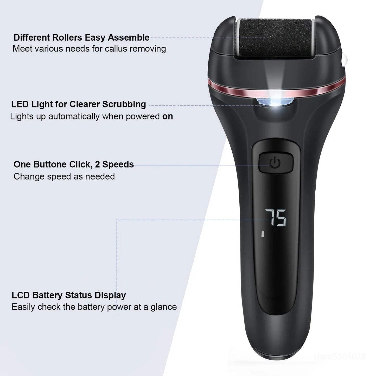 Electric Feet Callus Remover Professional Foot File Grinder Machine with 3 Heads + tools
