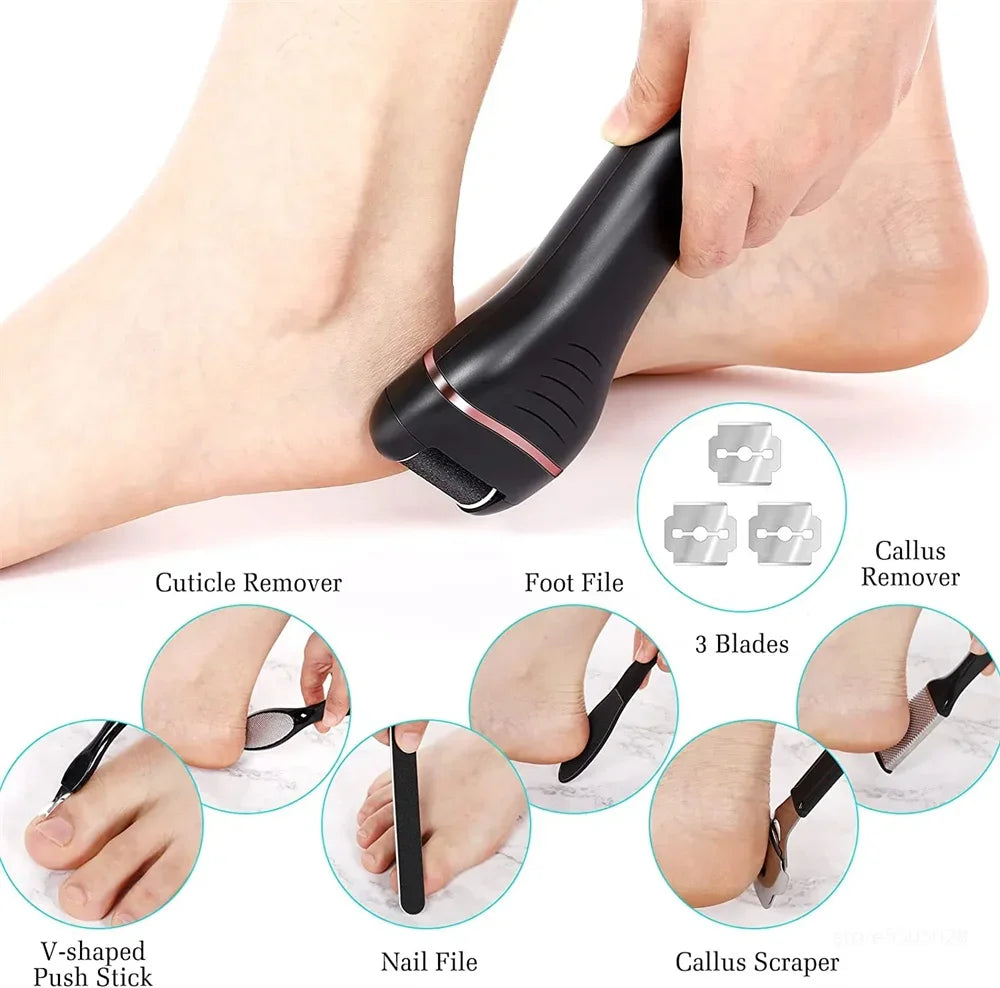 Electric Feet Callus Remover Professional Foot File Grinder Machine with 3 Heads + tools