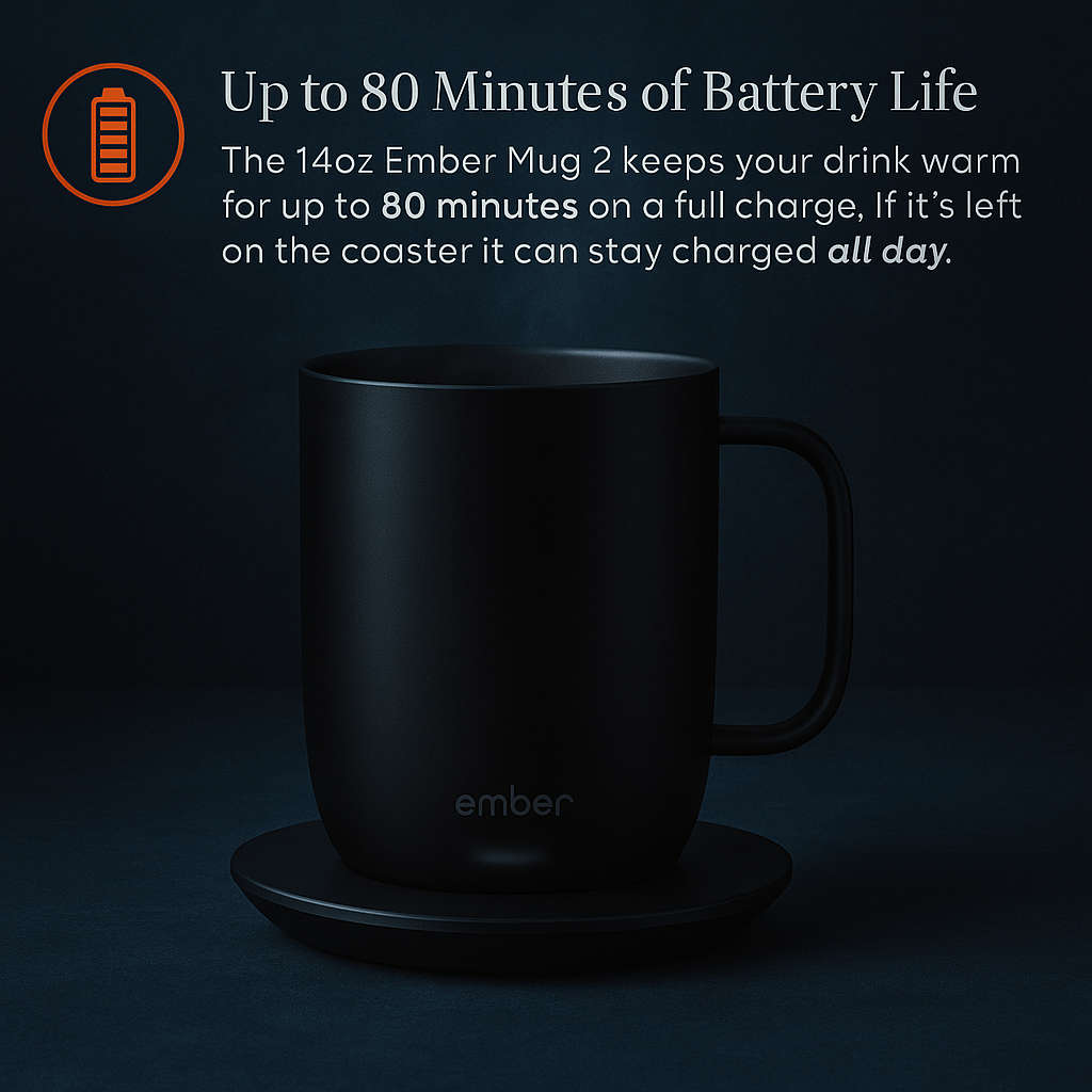 Ember Temperature Control Smart Mug 2- App-Controlled Heated Coffee Mug with 80 Min Battery Life (Black)