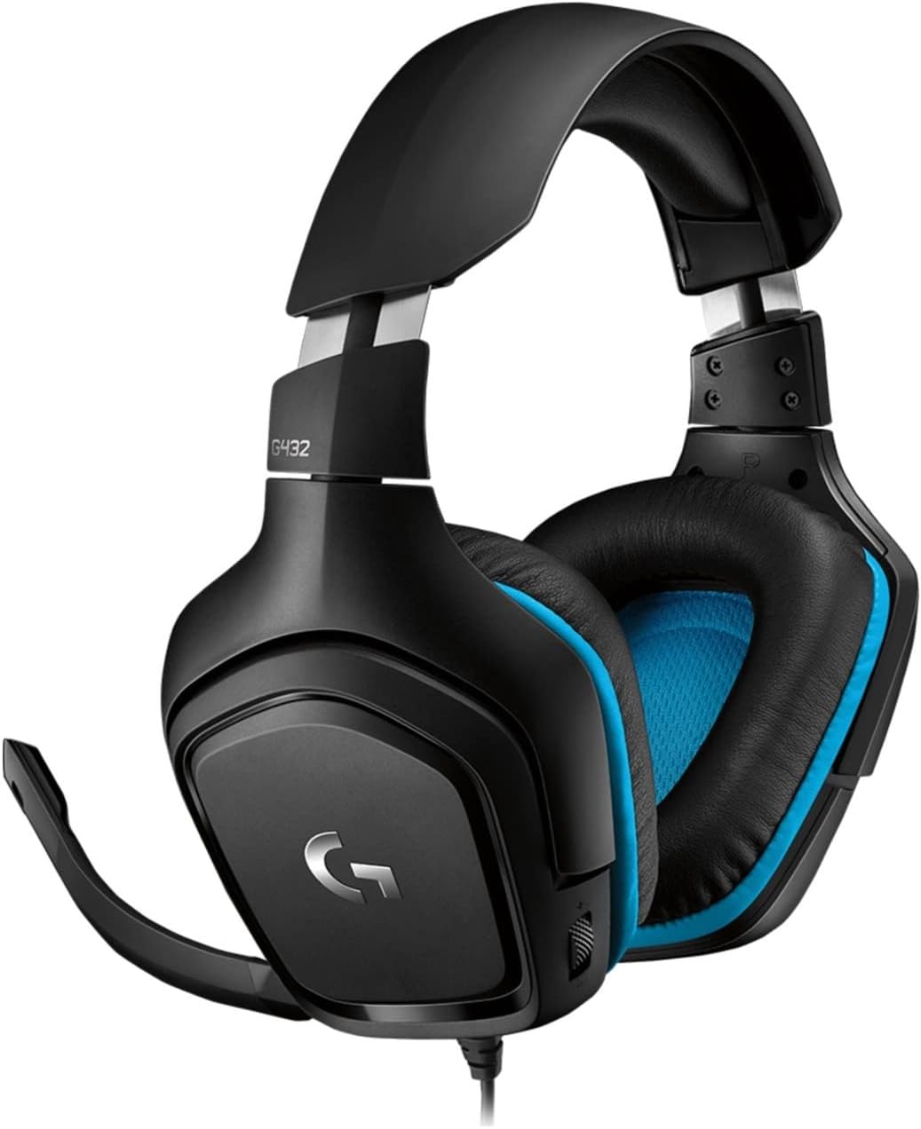 Logitech G432 Wired Gaming Headset with Flip-To-Mute Mic (Leatherette) Black/Blue