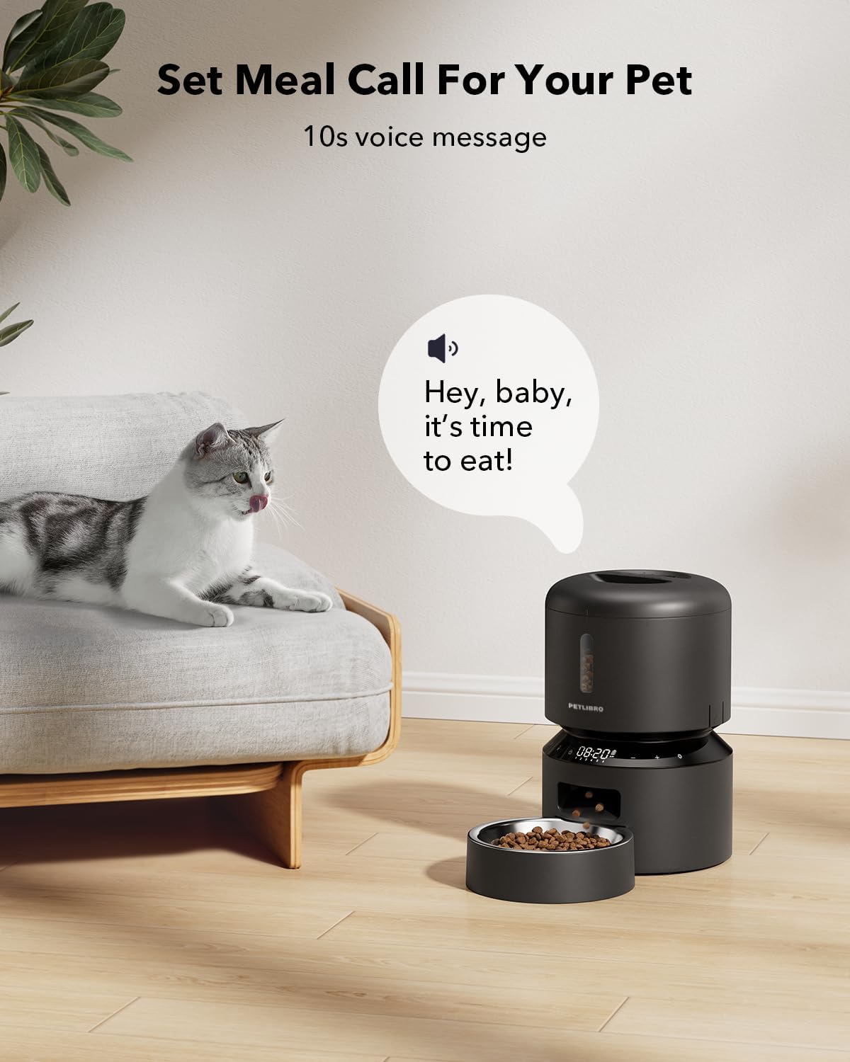 Smart Automatic Cat Feeder: Automatic Dog Food Dispenser with Freshness Preservation- Black