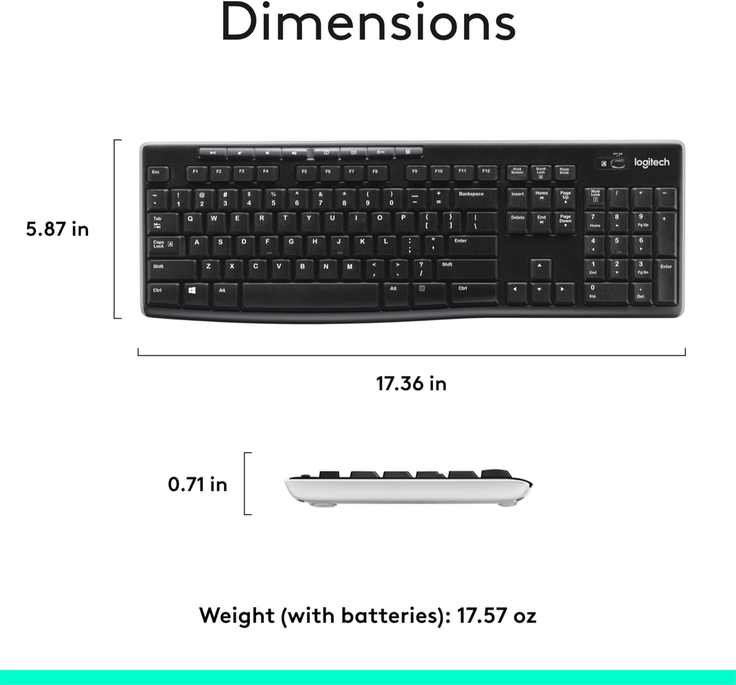 Logitech K270 Spill Proof Wireless Keyboard for Windows (Black)