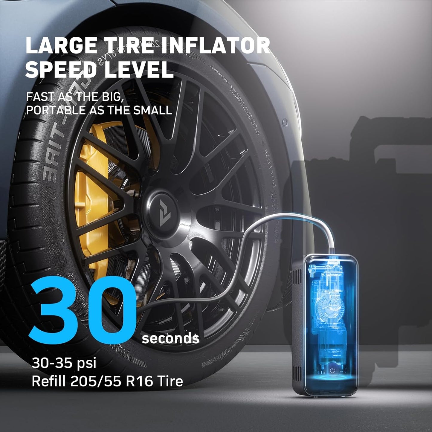 Portable Air Inflator with Fast Inflation- for bike & car tires, balls and more