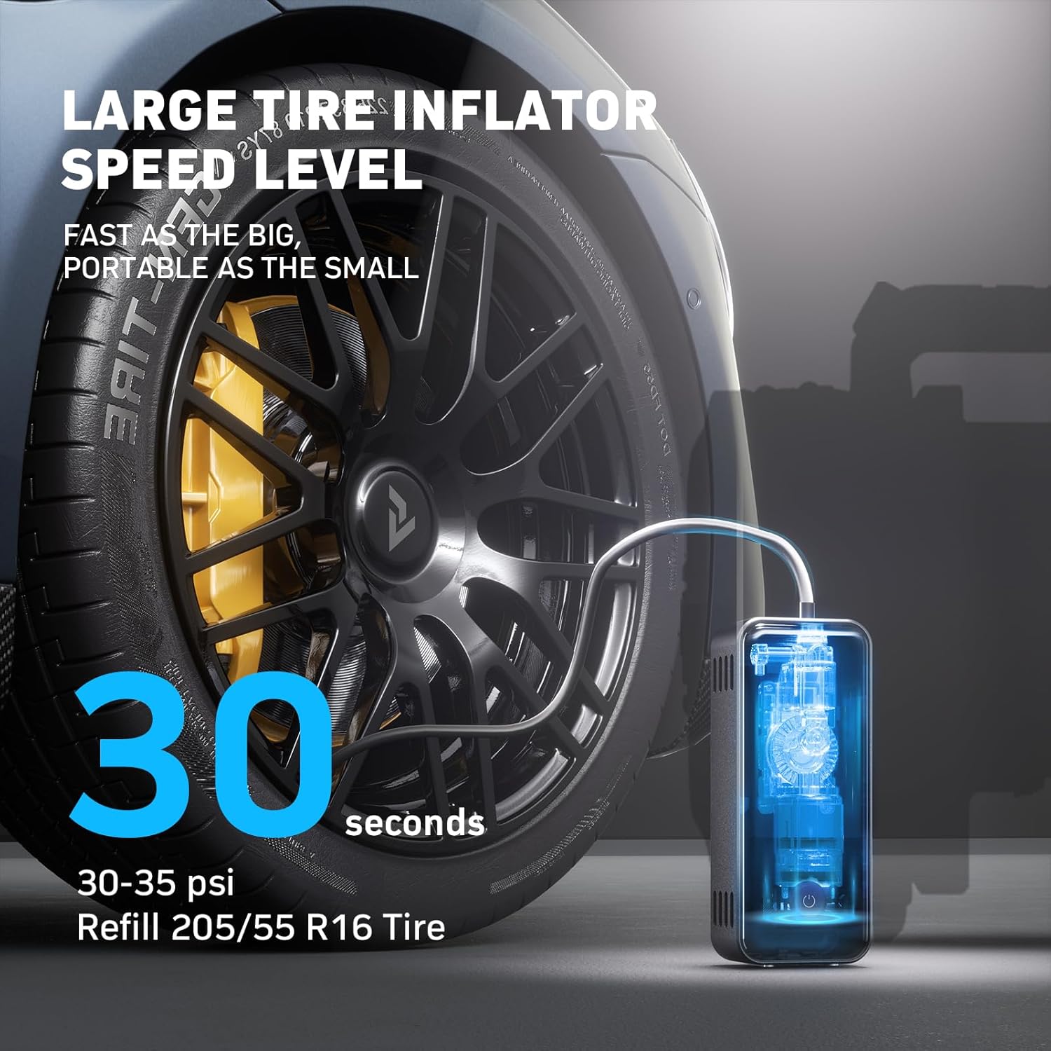  Portable Air Inflator with Fast Inflation- for bike & car tires, balls and more