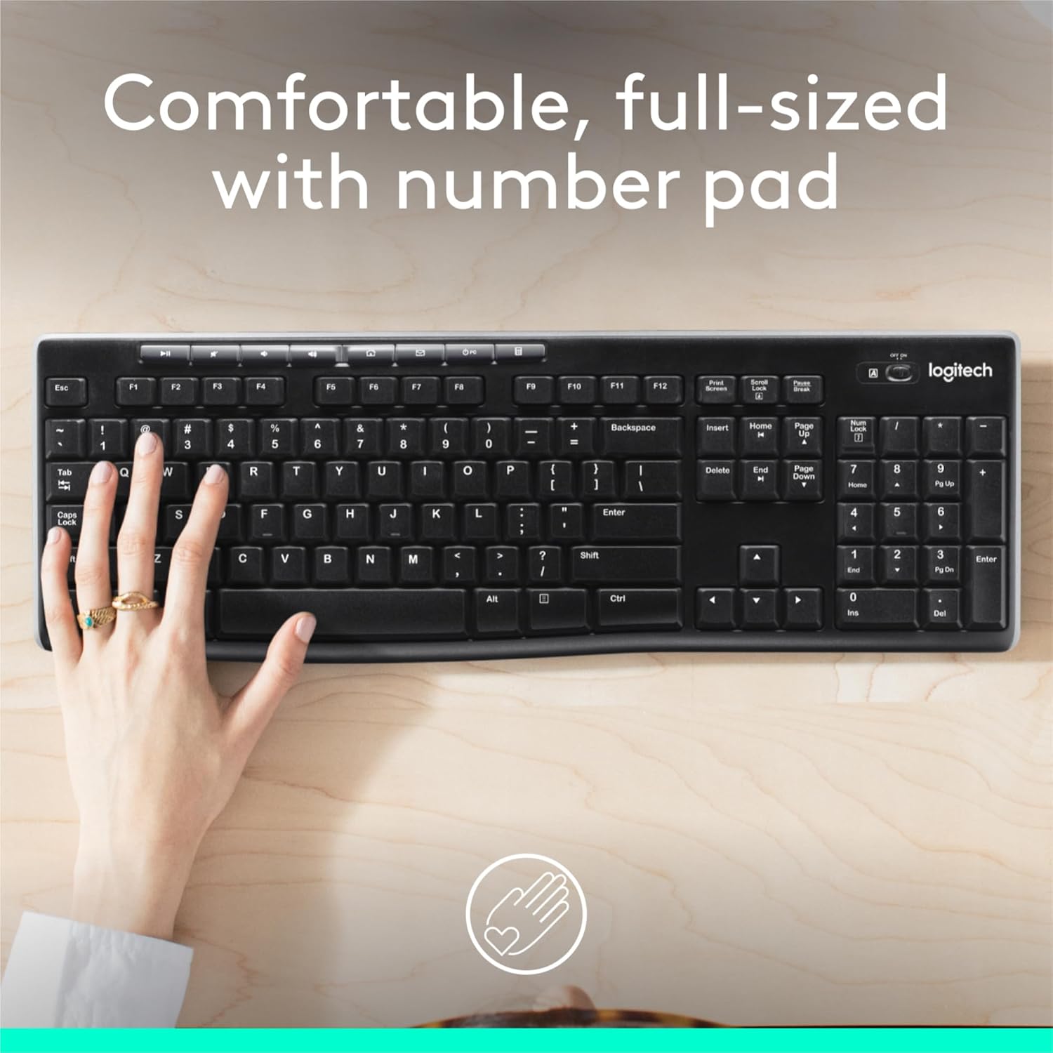 Logitech K270 Spill Proof Wireless Keyboard for Windows (Black)