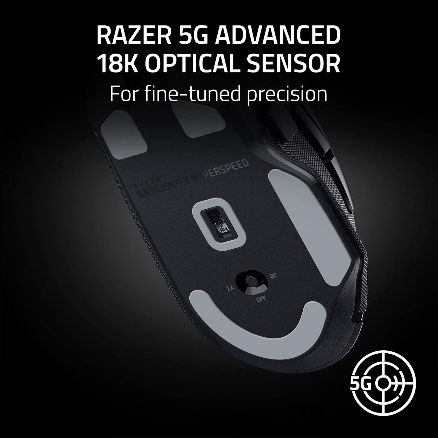 Razor Basilisk V3 X Hyperspeed Customizable Wireless Gaming Mouse- Classic Black