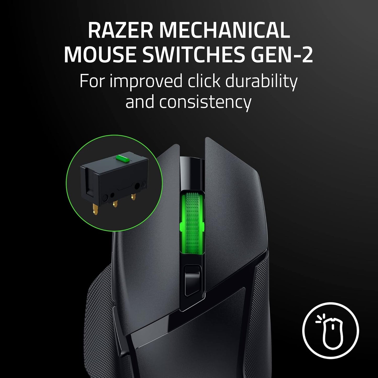 Razor Basilisk V3 X Hyperspeed Customizable Wireless Gaming Mouse- Classic Black