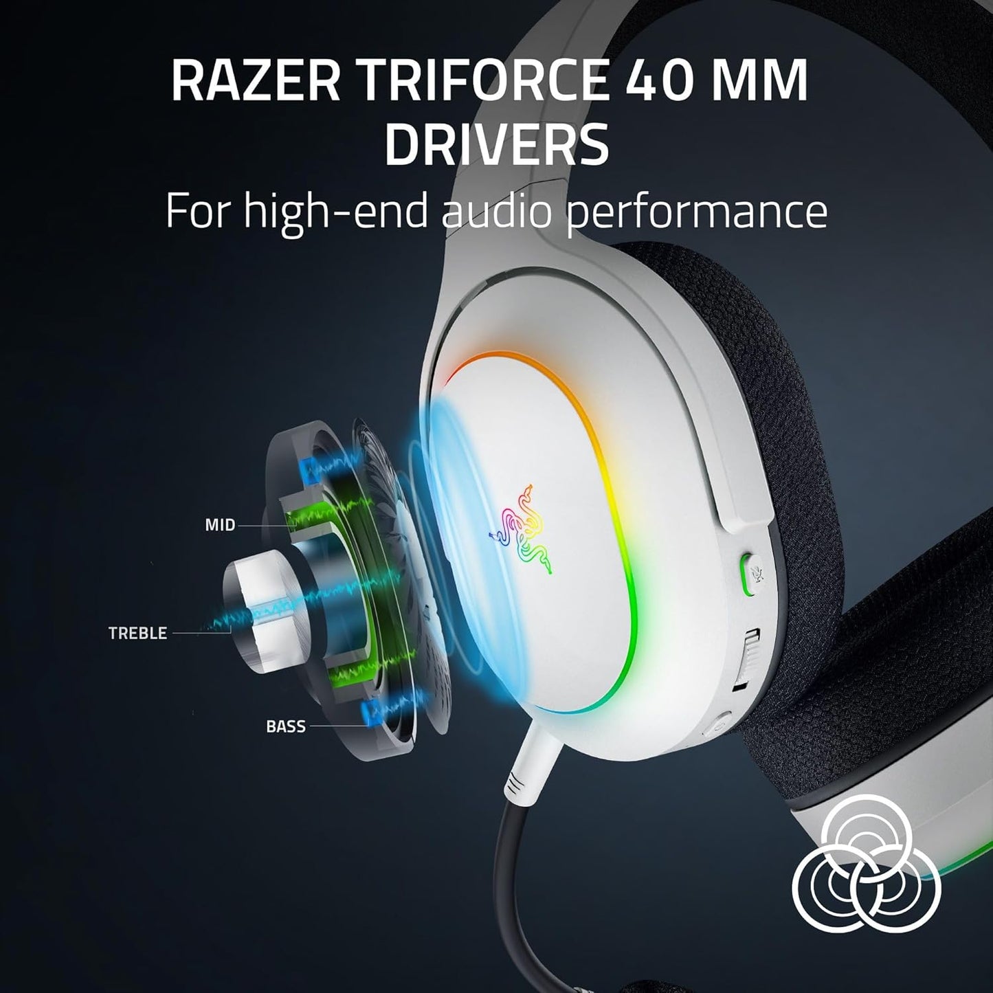 Razor Barracuda X Chroma Wireless Gaming Headset: 2.4Ghz Wireless & Bluetooth - Lightweight  (White)