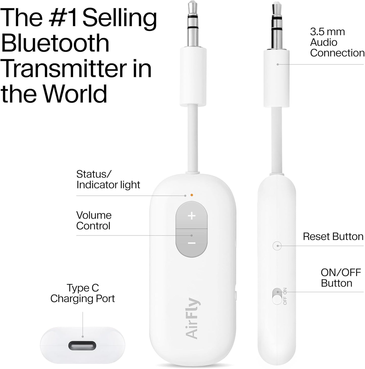 Airfly Connector | Bluetooth Wireless Audio Transmitter Adapter for Airpods