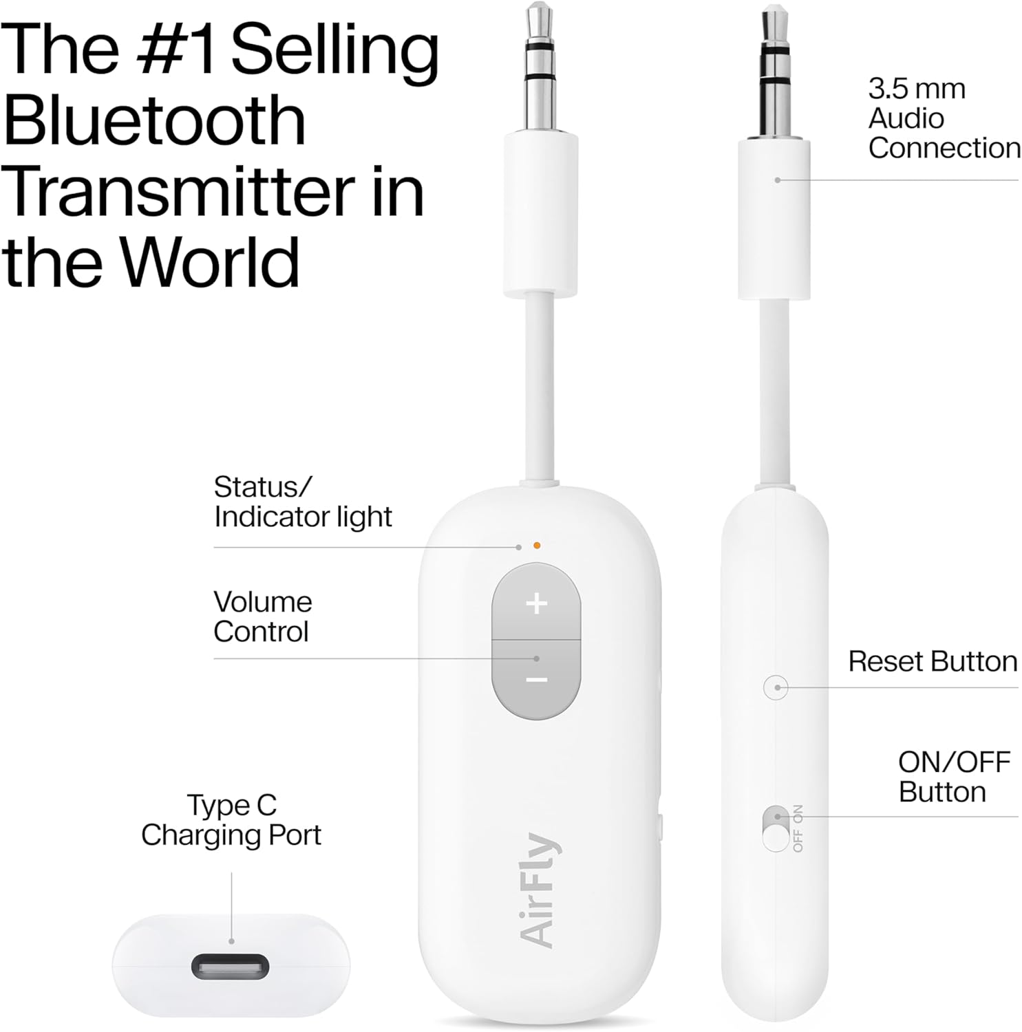 Airfly Connector | Bluetooth Wireless Audio Transmitter Adapter for Airpods