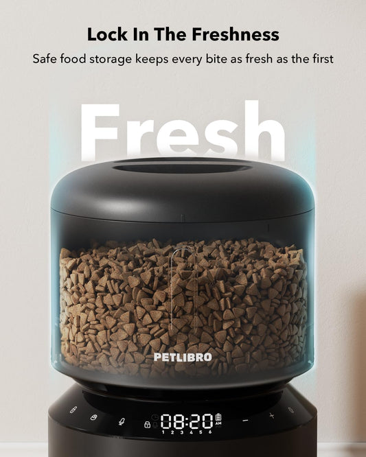 Smart Automatic Cat Feeder: Automatic Dog Food Dispenser with Freshness Preservation- Black