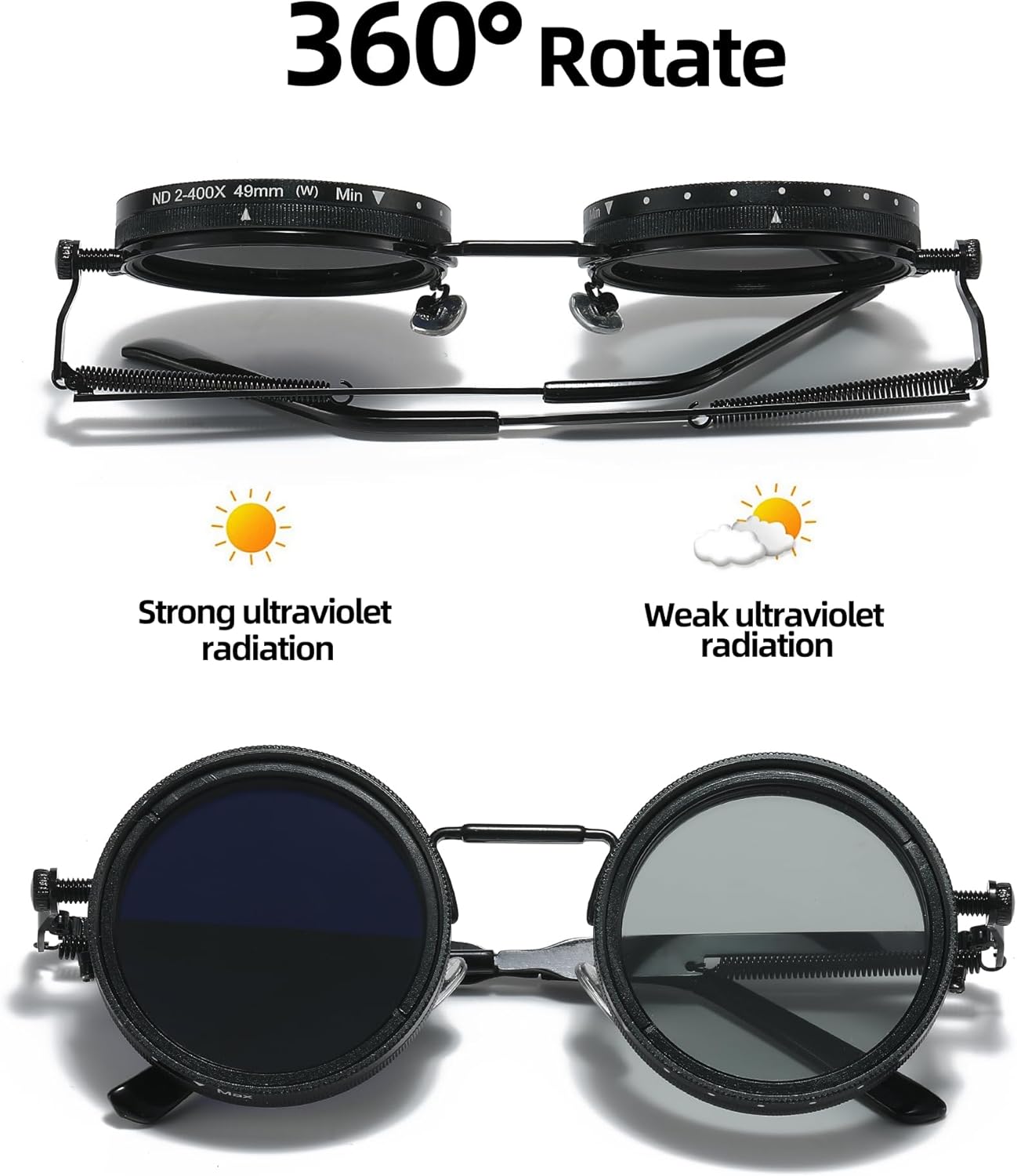 Adjustable Tint Sunglasses- 1-9 Gears (for high sunlight and outdoors) 