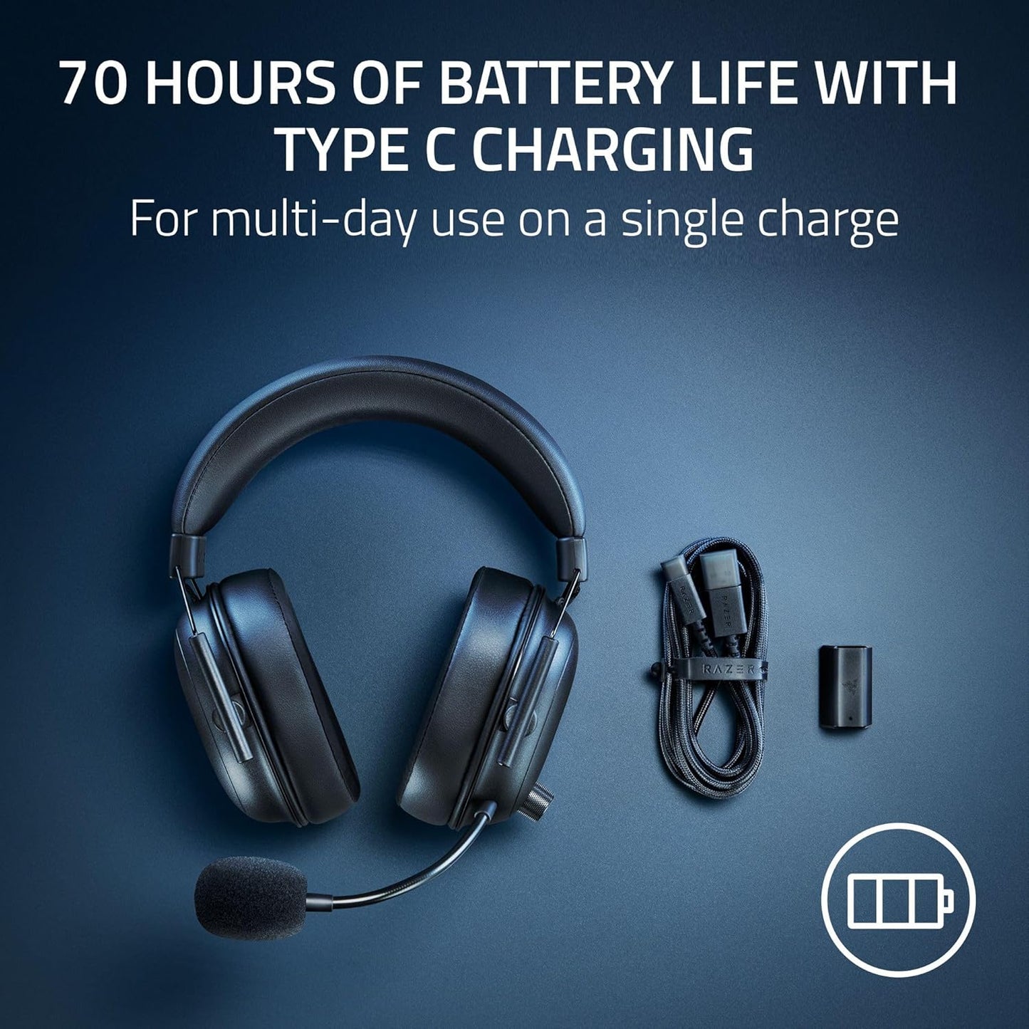 Razor Blackshark V2 Hyperspeed Wireless Gaming Headset: 2.4Ghz, Bluetooth or USB (Black)