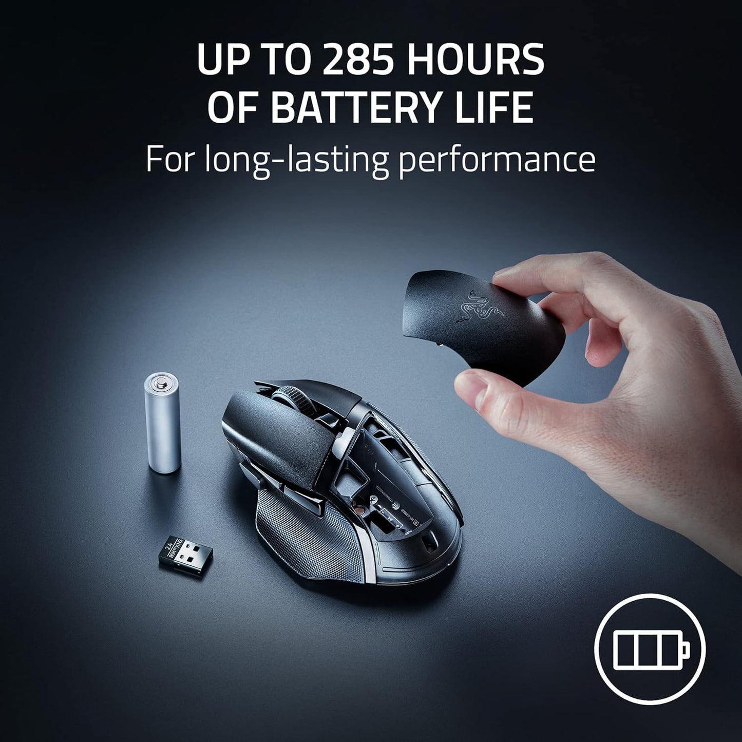 Razor Basilisk V3 X Hyperspeed Customizable Wireless Gaming Mouse- Classic Black