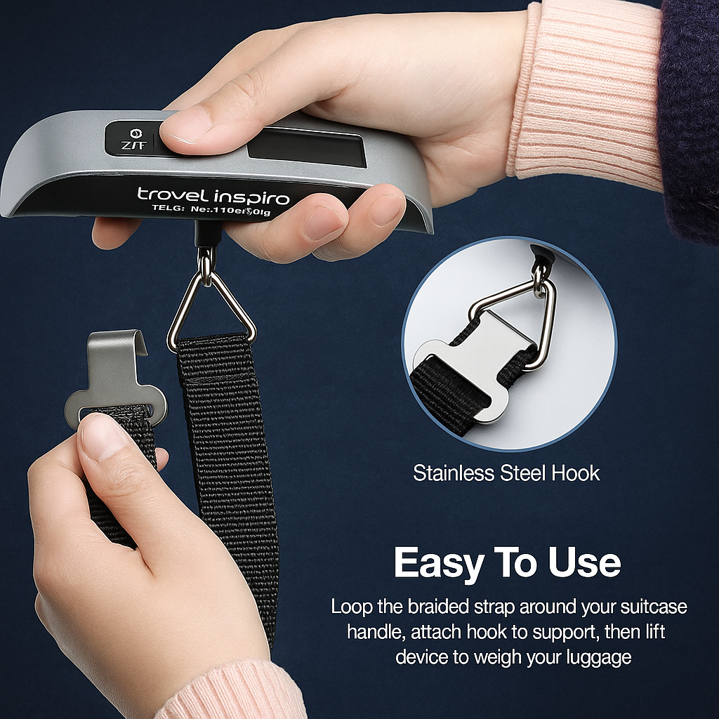 Digital Luggage Scale - Portable Digital Hanging Baggage Scale for Travel & Suitcase Weight