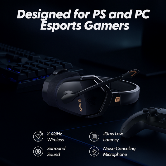 NUBWO G06 Dual Wireless Gaming Headset with Microphone for PS5, PS4 &  PC(Black-Orange)