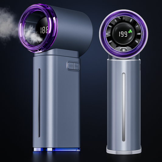 Portable Misting Fan - Mini Handheld Fan with Digital Display, 1-199 Speeds Adjustable (Grey)