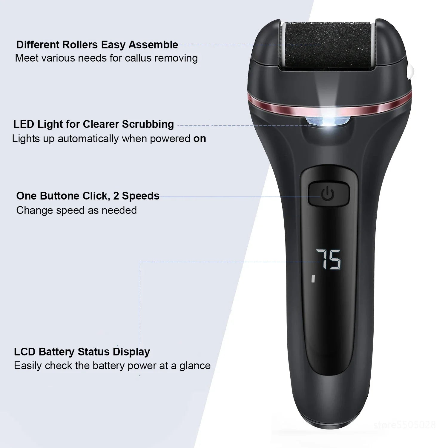 Electric Feet Callus Remover Professional Foot File Grinder Machine with 3 Heads + tools