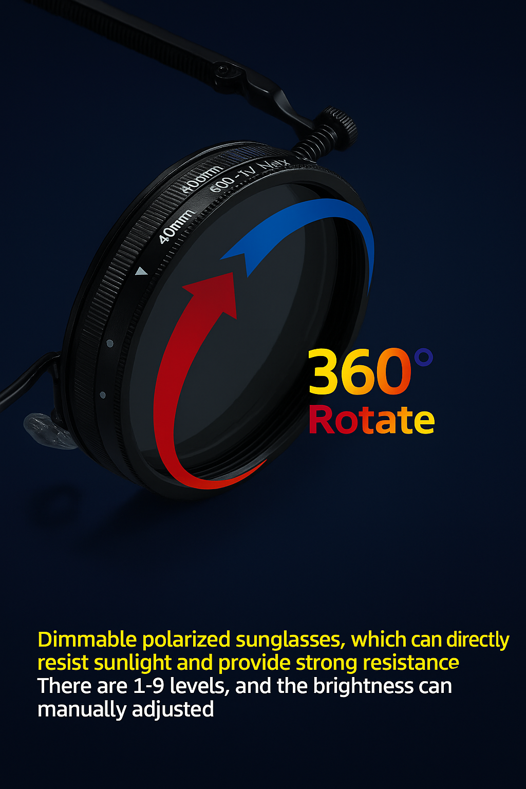 Adjustable Tint Sunglasses- 1-9 Gears (for high sunlight and outdoors)