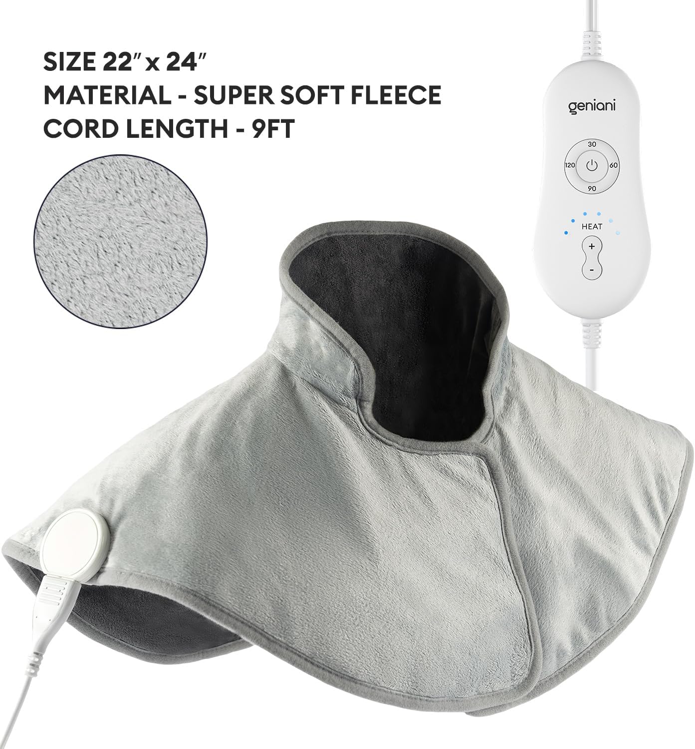 Heating Pad for Neck and Shoulders, Shoulder Heating Wrap with 4 Auto Shut-Off + 6 Heat Settings for Pain Relief 