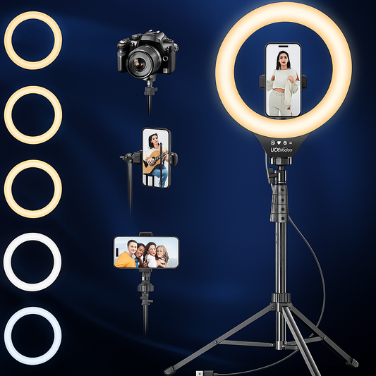 UBeesize 12'' Selfie Ring Light with 62’’ Tripod Stand for Video Recording+ Live Streaming