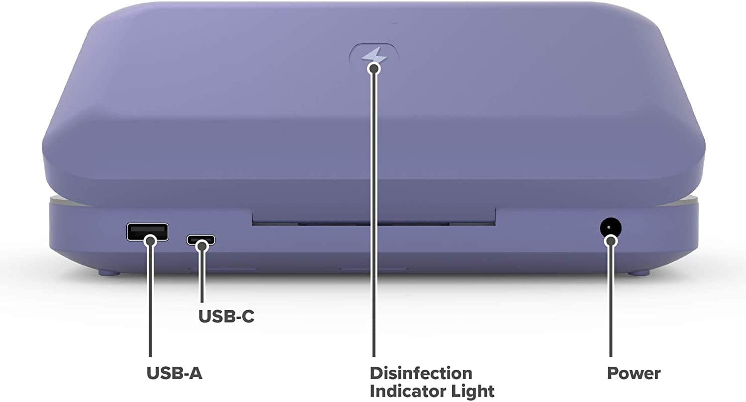 UV Cell Phone Sanitizer and Dual Universal Cell Phone Charger- clinically proven with 360 degree sanitizer 