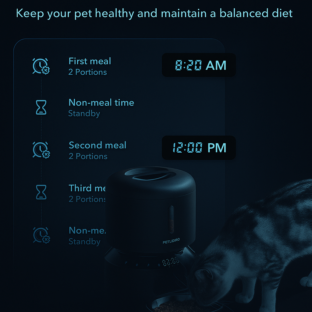 Smart Automatic Cat Feeder: Automatic Dog Food Dispenser with Freshness Preservation- Black