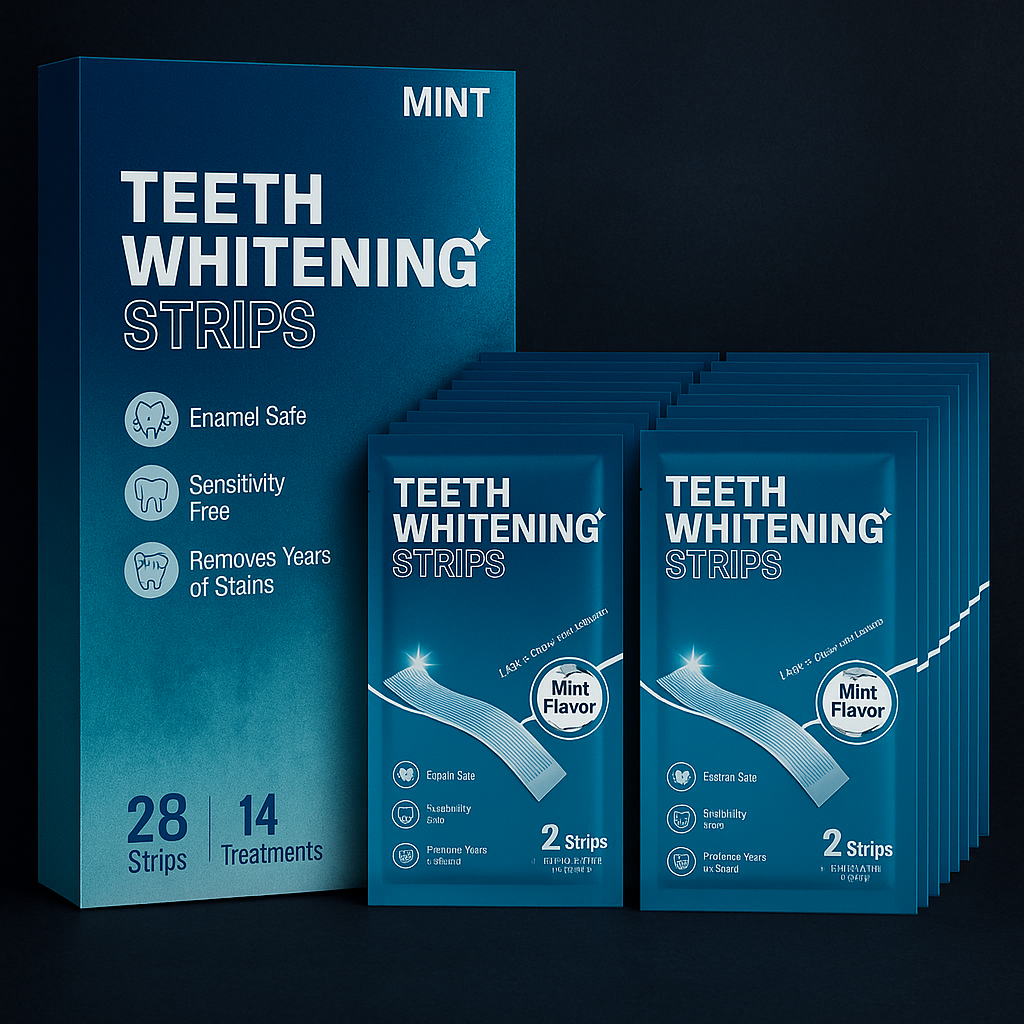 Oralfree Natural Teeth Whitening Strips - Enamel Safe Teeth Whitening Kit with Hydrogen Peroxide for teeth Stains (28 Mint Strips)